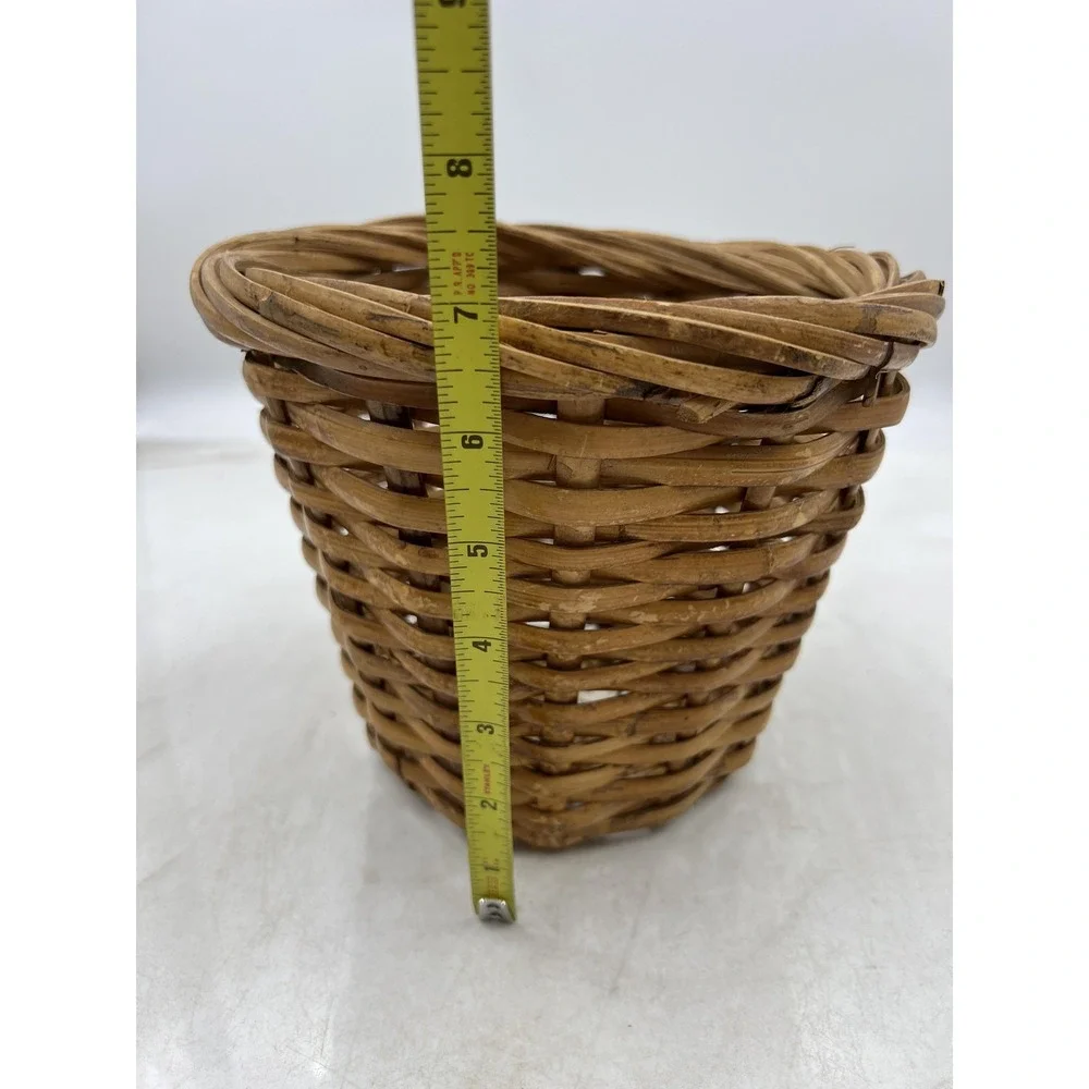 Craven Woven Wicker Basket Planter Sleeve Brown Boho Farmhouse 7 Inch